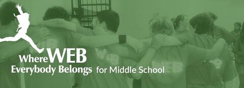 Where Everybody Belongs logo over photo of middle schoolers with arms around each other